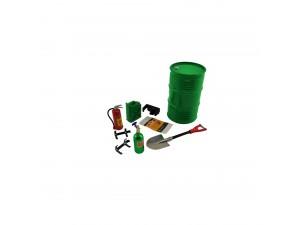 Oil Tank, Extinguisher, Nos Bottle and Shovel Set Green